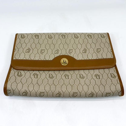 Dior クリスチャンディオール ハニカム柄 チェーンショルダーバッグ 肩掛け 斜め掛け ブラウン ベージュ 管理番号：7088