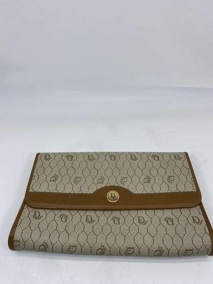 Dior クリスチャンディオール ハニカム柄 チェーンショルダーバッグ 肩掛け 斜め掛け ブラウン ベージュ 管理番号：7088