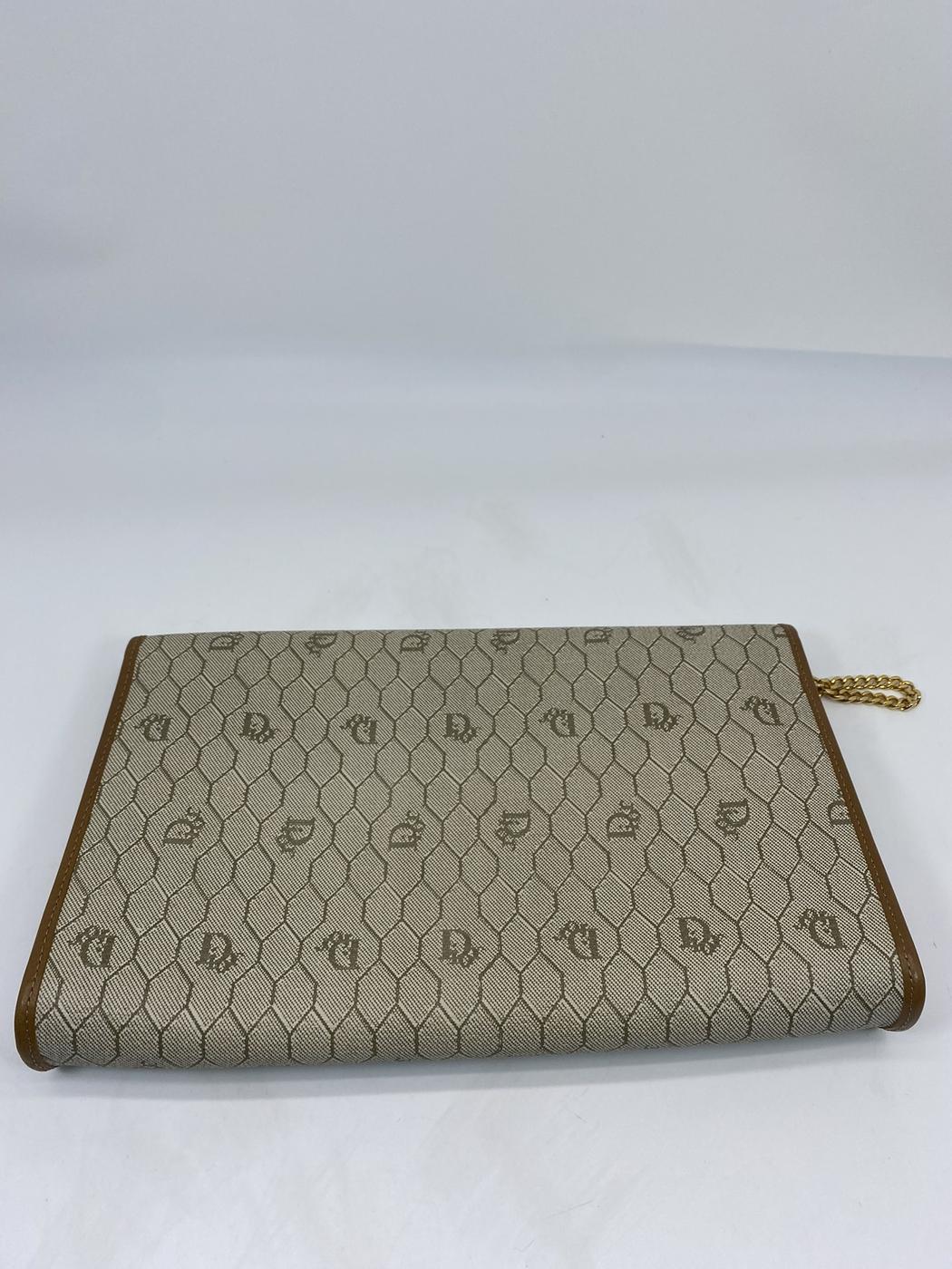 Dior クリスチャンディオール ハニカム柄 チェーンショルダーバッグ 肩掛け 斜め掛け ブラウン ベージュ 管理番号：7088