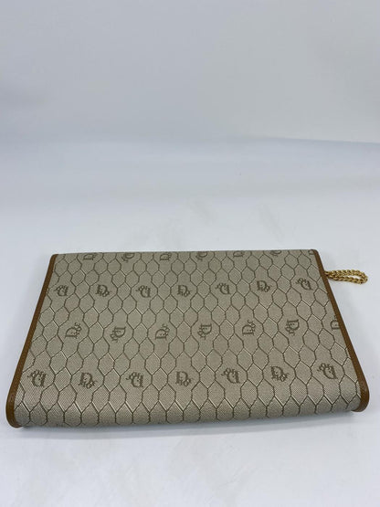 Dior クリスチャンディオール ハニカム柄 チェーンショルダーバッグ 肩掛け 斜め掛け ブラウン ベージュ 管理番号：7088