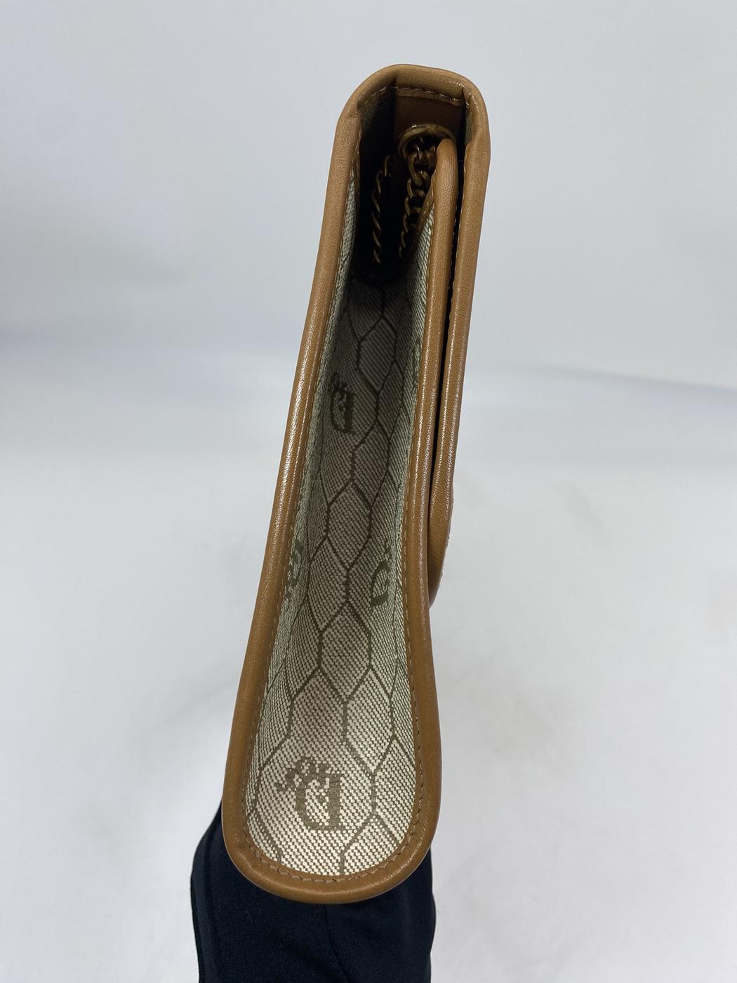 Dior クリスチャンディオール ハニカム柄 チェーンショルダーバッグ 肩掛け 斜め掛け ブラウン ベージュ 管理番号：7088