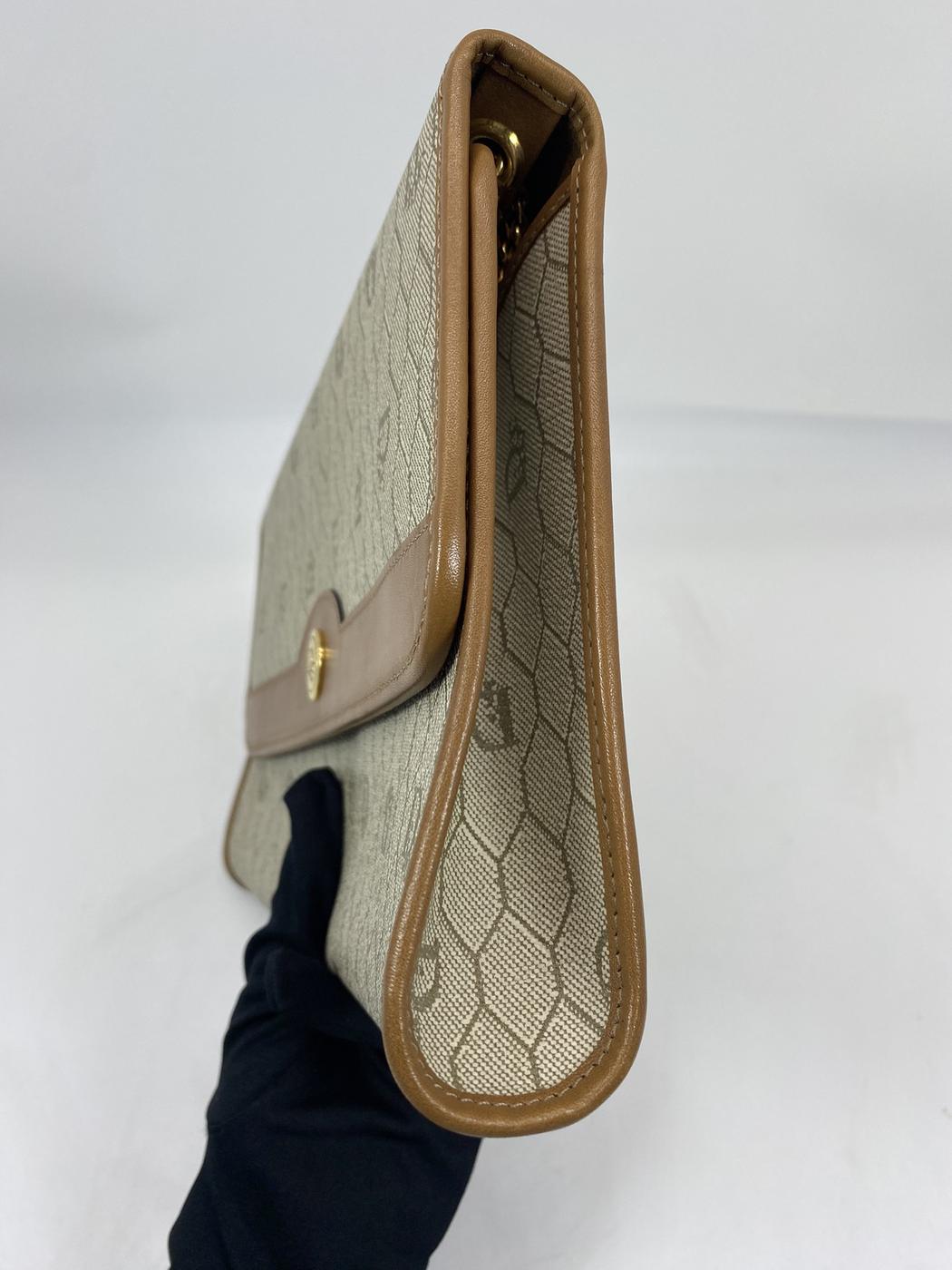 Dior クリスチャンディオール ハニカム柄 チェーンショルダーバッグ 肩掛け 斜め掛け ブラウン ベージュ 管理番号：7088