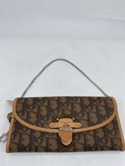 Dior ディオール ロゴチャーム ロングウォレット 長財布 チェーンショルダートロッター ブラウン 管理番号：7450