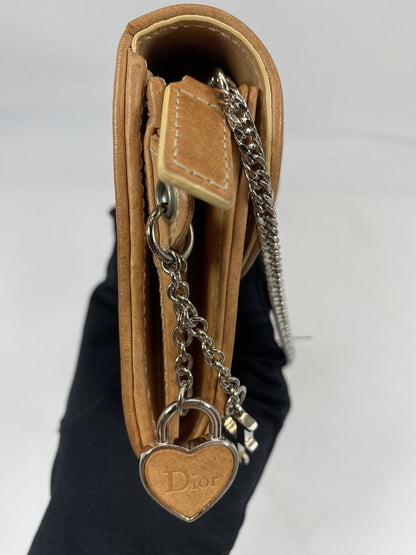 Dior ディオール ロゴチャーム ロングウォレット 長財布 チェーンショルダートロッター ブラウン 管理番号：7450