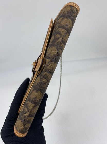 Dior ディオール ロゴチャーム ロングウォレット 長財布 チェーンショルダートロッター ブラウン 管理番号：7450