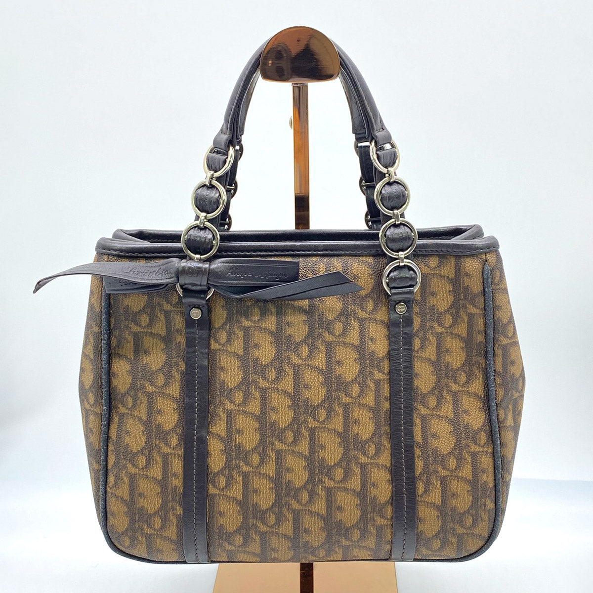 Christian Dior クリスチャン ディオール チェーン トートバッグ ブラウン トロッター 管理番号：7857★