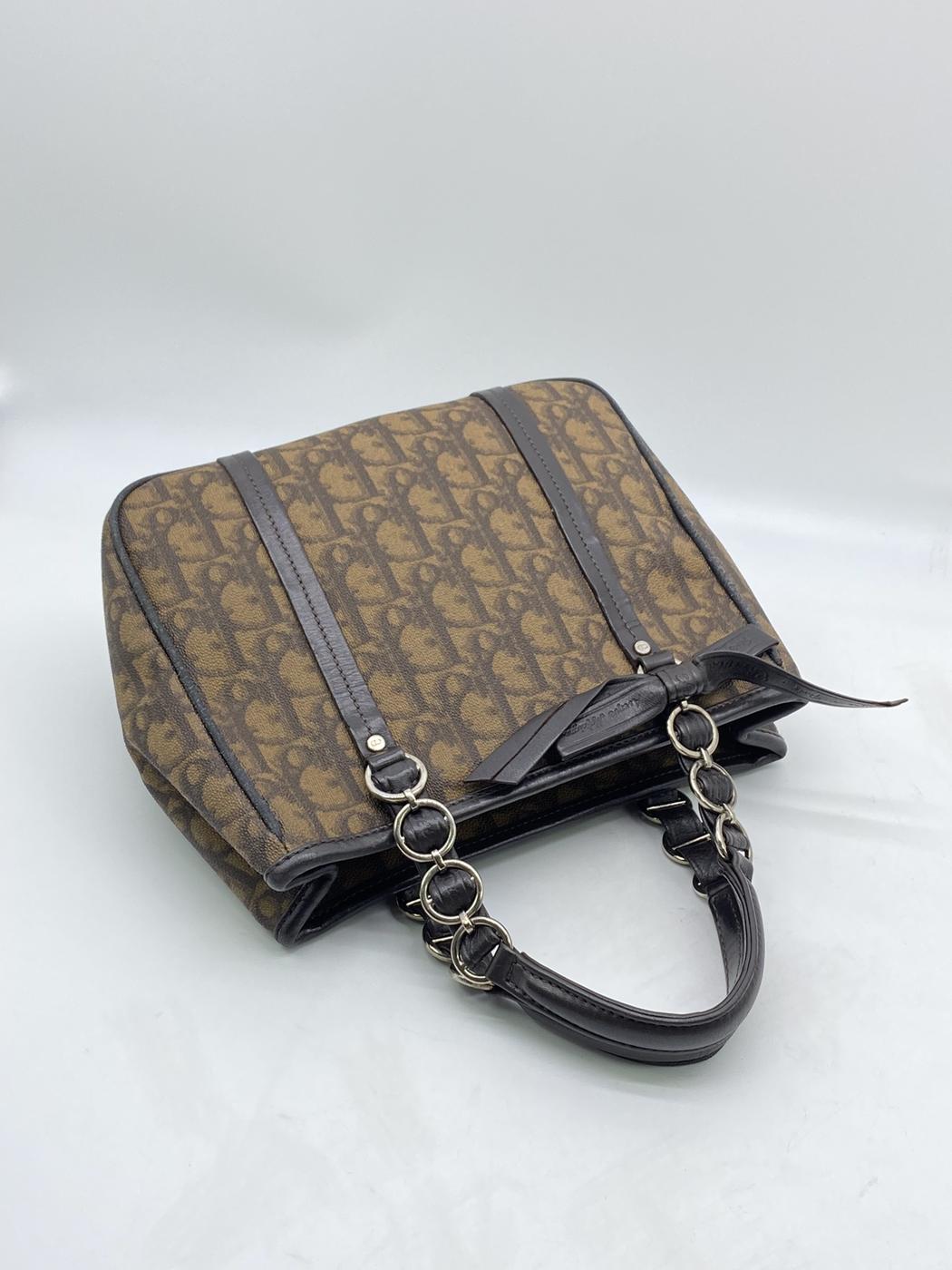 Christian Dior クリスチャン ディオール チェーン トートバッグ ブラウン トロッター 管理番号：7857★