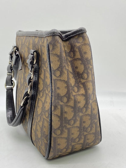 Christian Dior クリスチャン ディオール チェーン トートバッグ ブラウン トロッター 管理番号：7857★