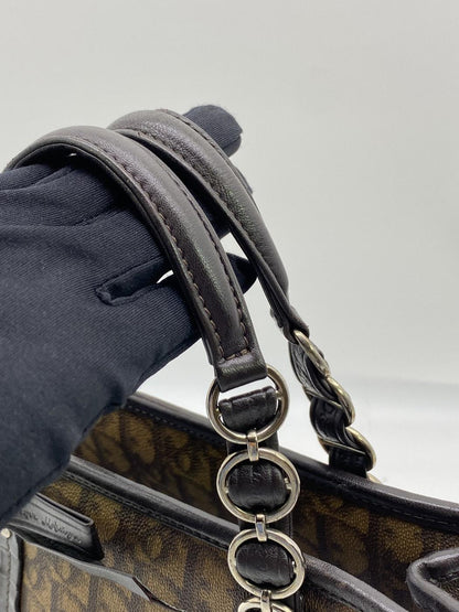 Christian Dior クリスチャン ディオール チェーン トートバッグ ブラウン トロッター 管理番号：7857★