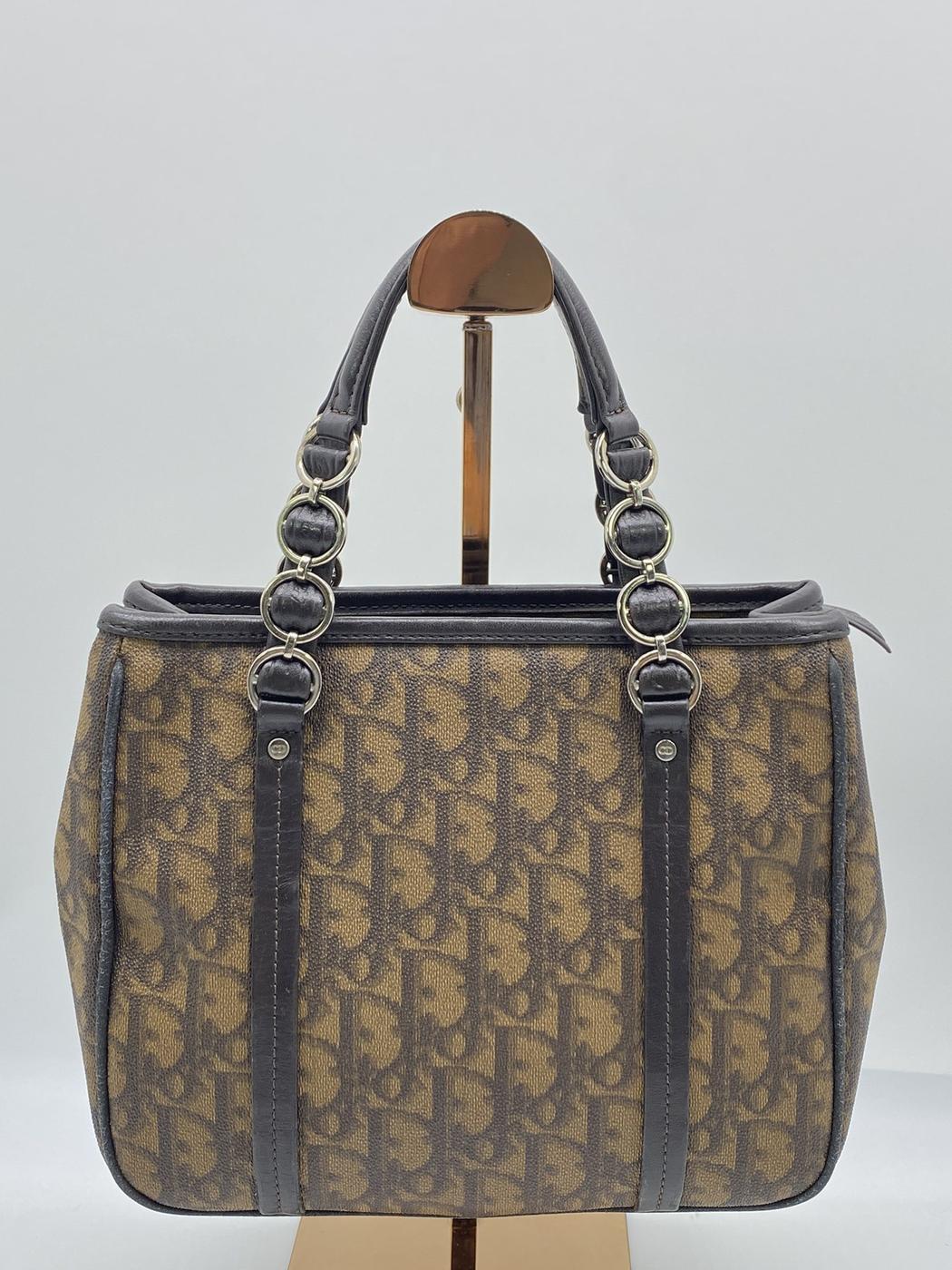 Christian Dior クリスチャン ディオール チェーン トートバッグ ブラウン トロッター 管理番号：7857★