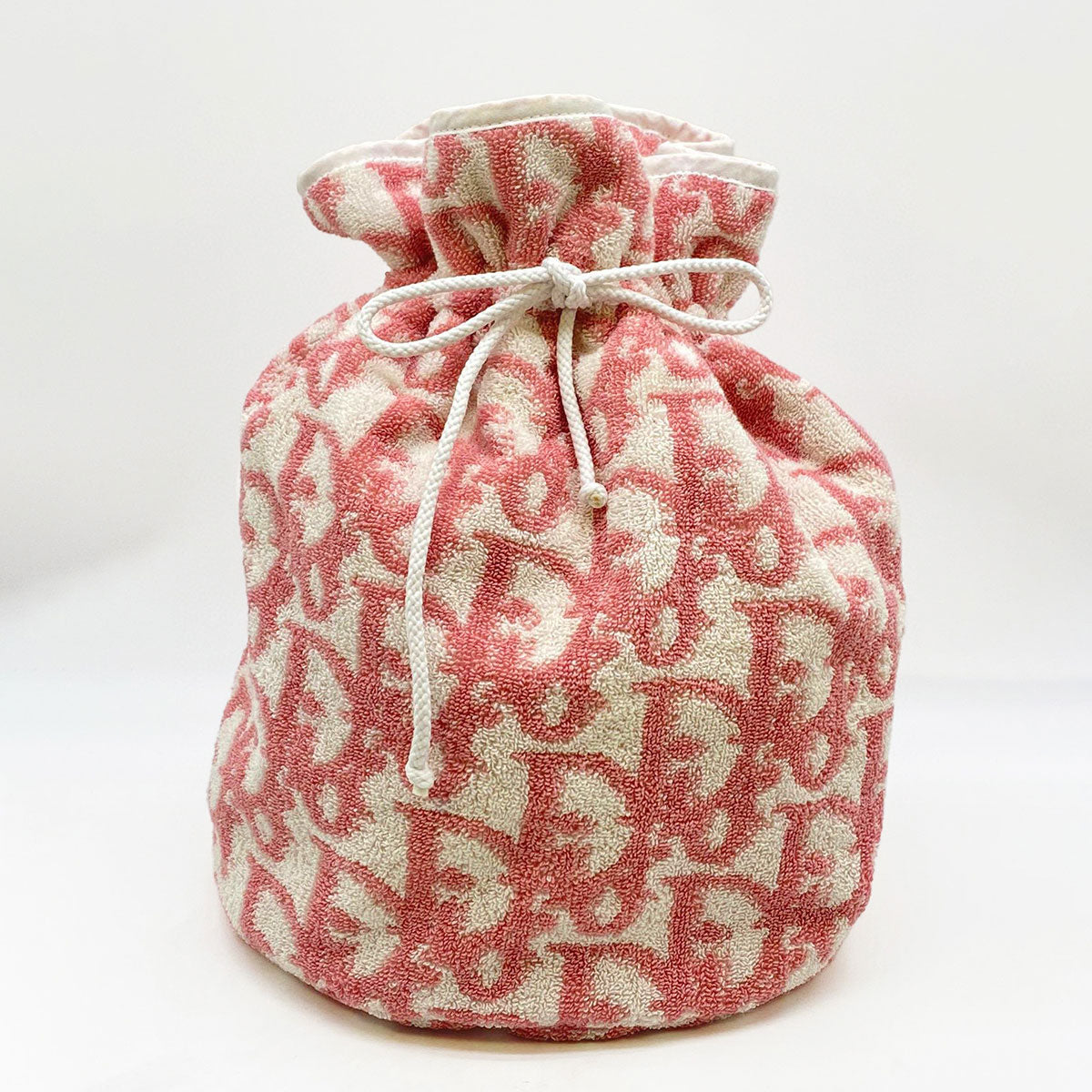 Christian Dior ディオール 巾着バッグ プールバッグ トロッター パイル地 ピンク 管理番号：8374