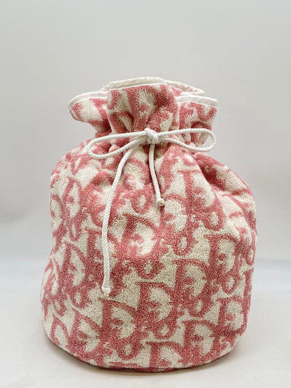 Christian Dior ディオール 巾着バッグ プールバッグ トロッター パイル地 ピンク 管理番号：8374