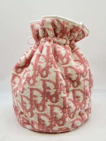 Christian Dior ディオール 巾着バッグ プールバッグ トロッター パイル地 ピンク 管理番号：8374