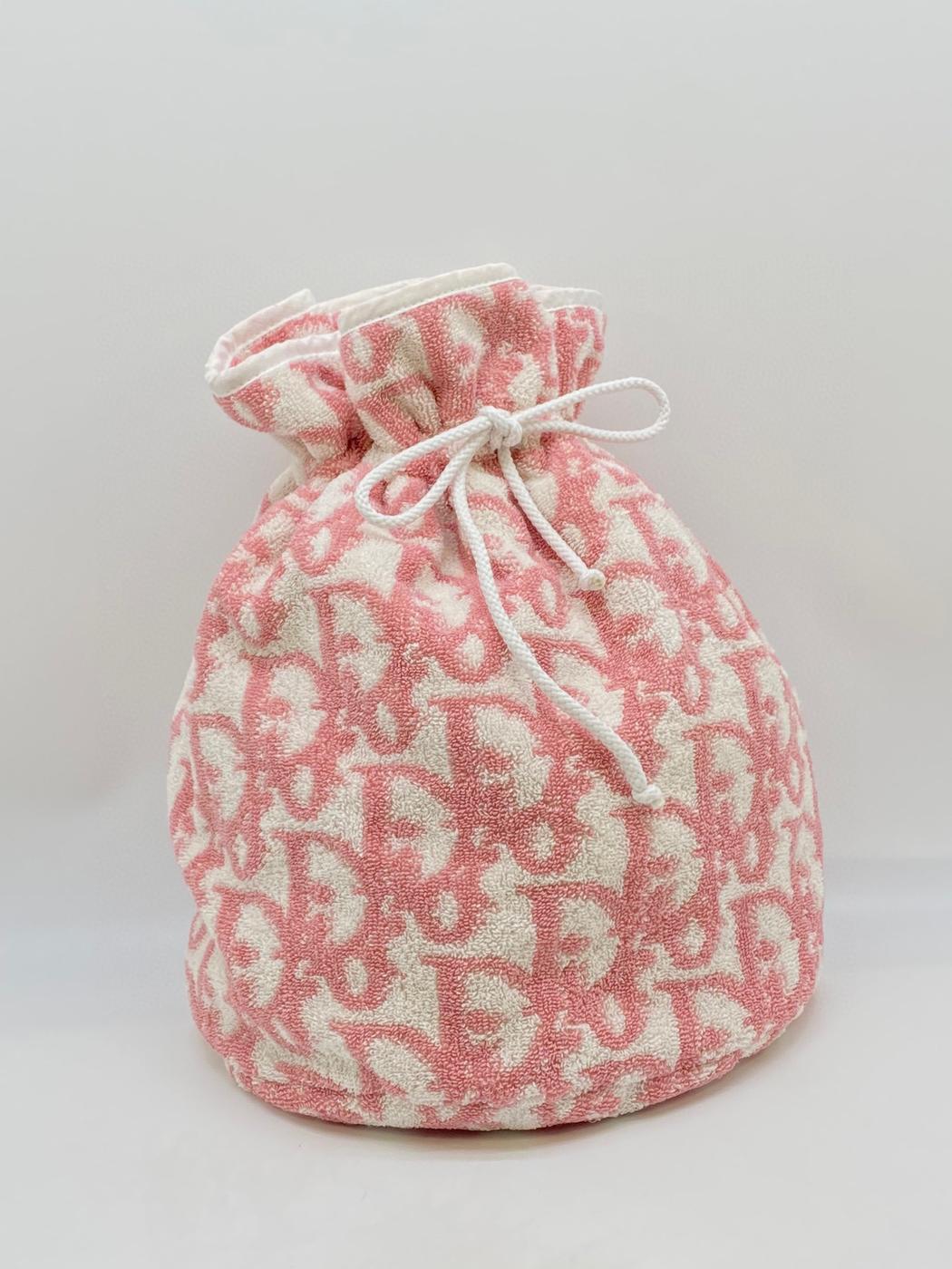 Christian Dior ディオール 巾着バッグ プールバッグ トロッター パイル地 ピンク 管理番号：8374