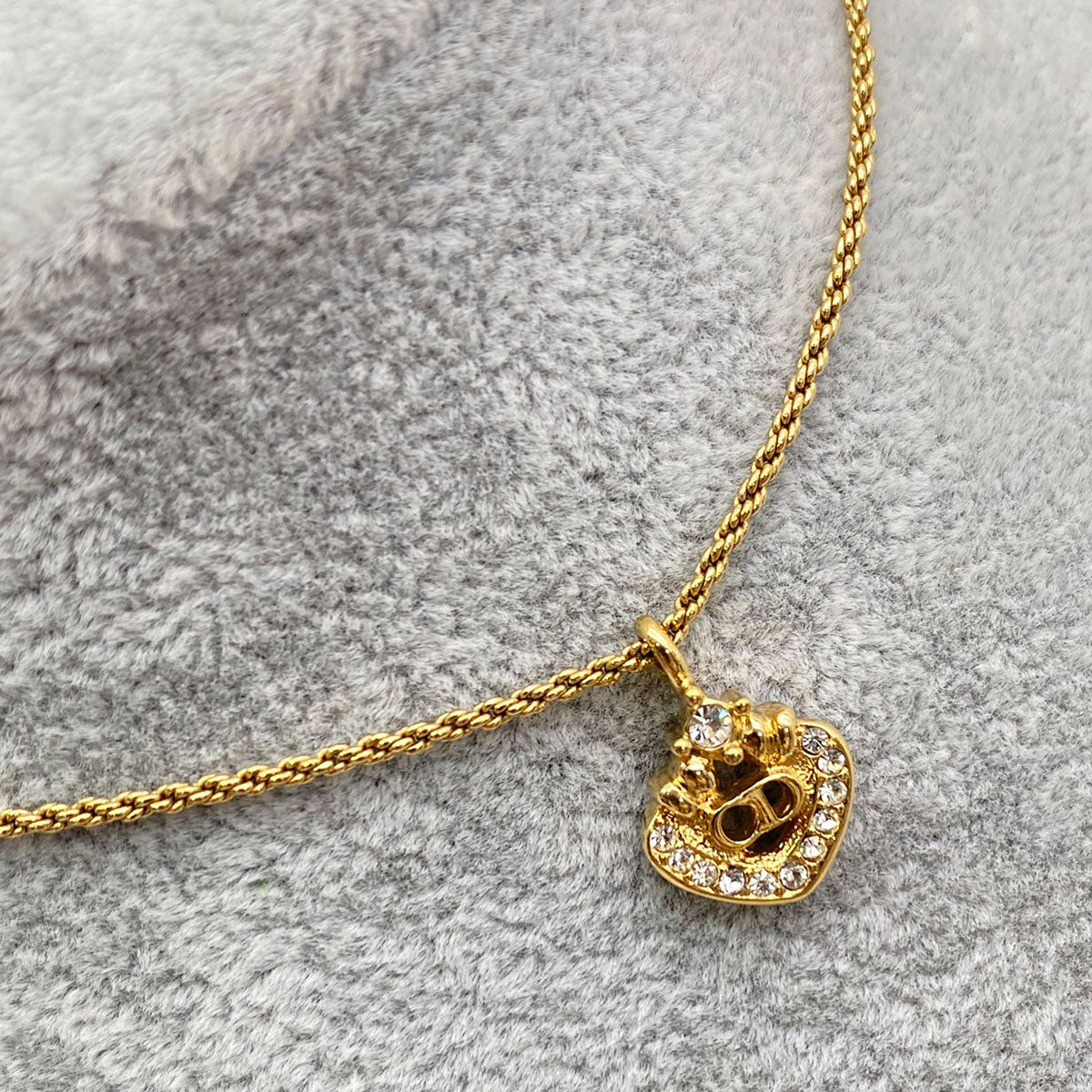 クリスチャンディオール Christian Dior ラインストーン ネックレス ゴールド CDロゴ ペンダント 管理番号：8705