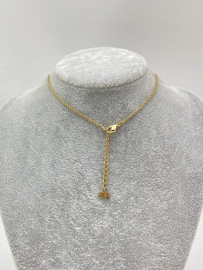 クリスチャンディオール Christian Dior ラインストーン ネックレス ゴールド CDロゴ ペンダント 管理番号：8705