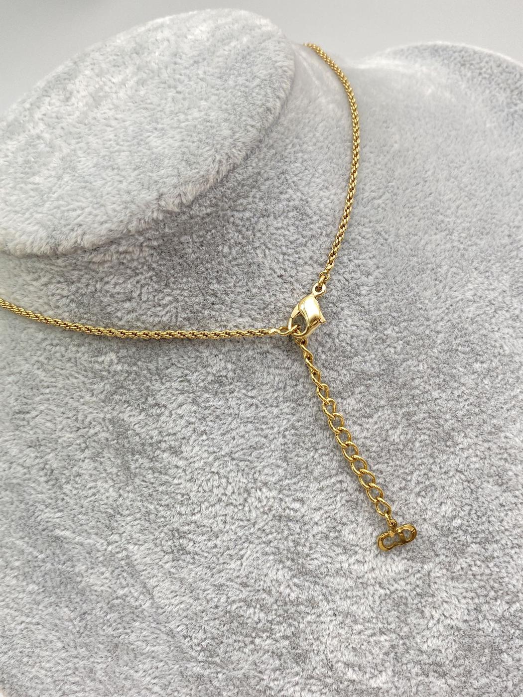 クリスチャンディオール Christian Dior ラインストーン ネックレス ゴールド CDロゴ ペンダント 管理番号：8705