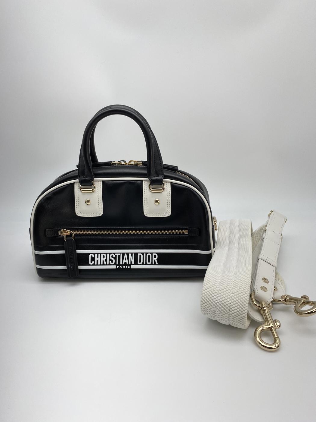 ディオール Christian Dior ハンドバッグ ショルダーバッグ ヴァイブ スモール ボーリングバッグ ブラック×ホワイト e58838a 管理番号：8903