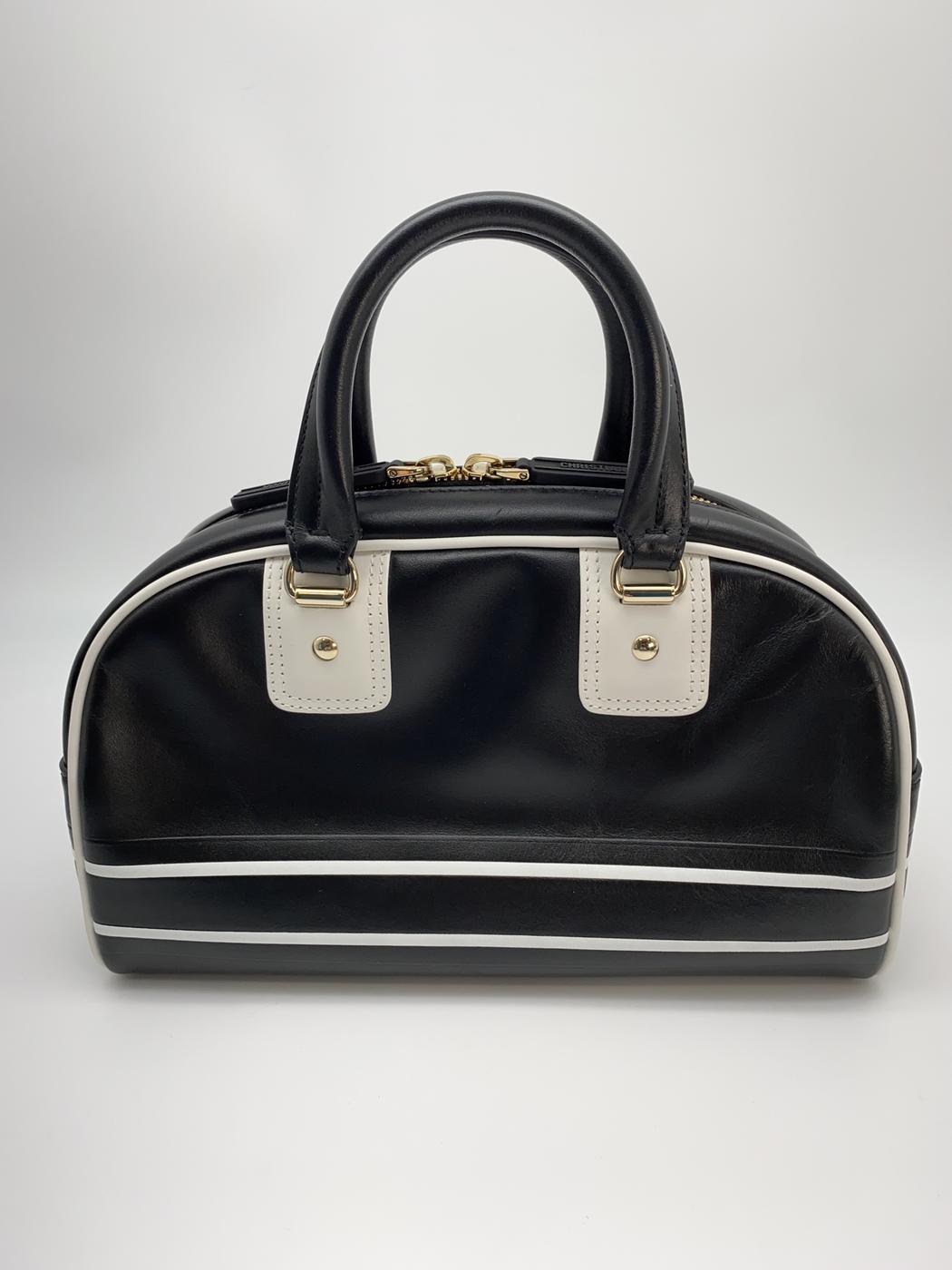 ディオール Christian Dior ハンドバッグ ショルダーバッグ ヴァイブ スモール ボーリングバッグ ブラック×ホワイト e58838a 管理番号：8903