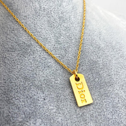 Christian Dior ディオール ロゴプレートネックレス 44cm ゴールド 管理番号：8946