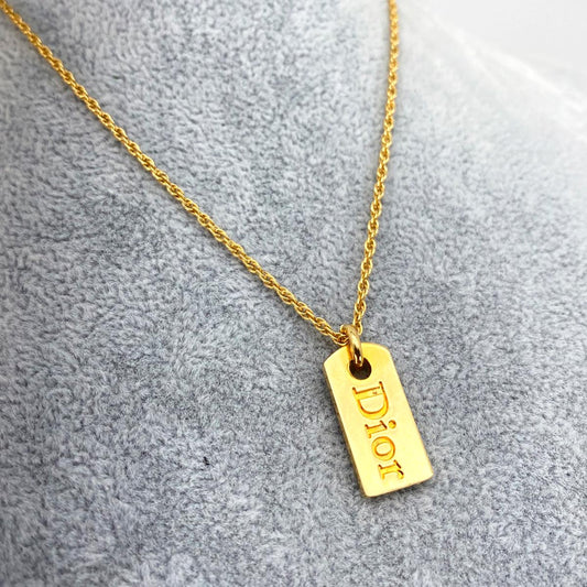 Christian Dior ディオール ロゴプレートネックレス 44cm ゴールド 管理番号：8946