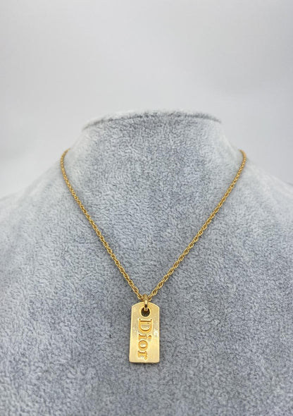 Christian Dior ディオール ロゴプレートネックレス 44cm ゴールド 管理番号：8946