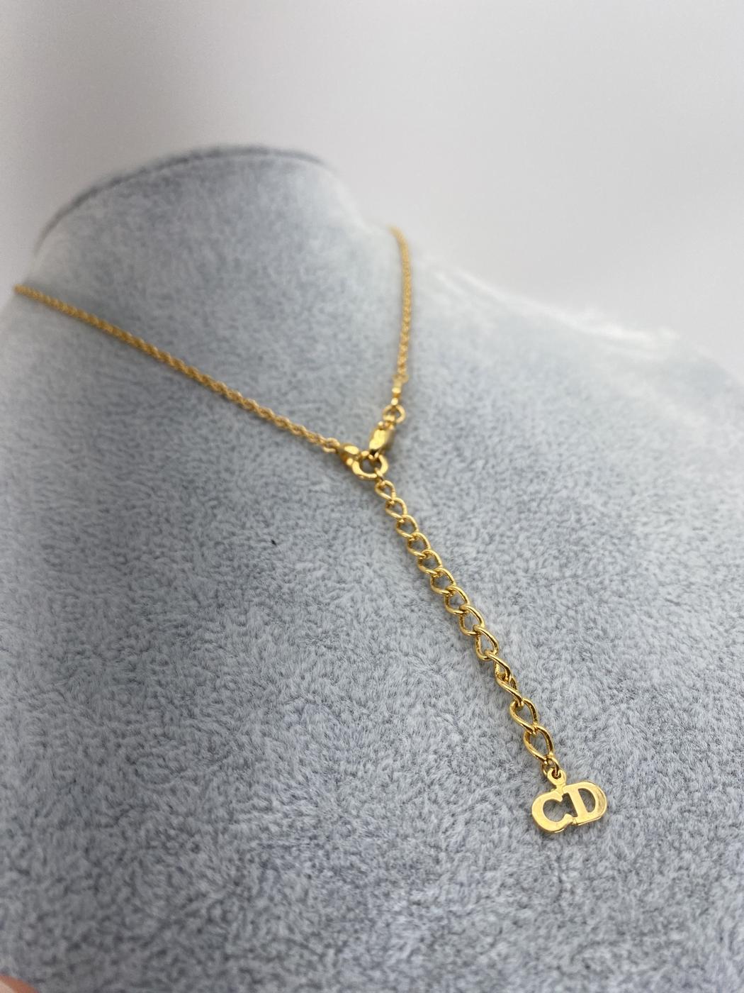 Christian Dior ディオール ロゴプレートネックレス 44cm ゴールド 管理番号：8946