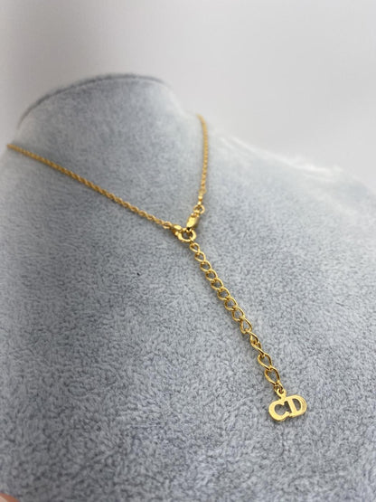 Christian Dior ディオール ロゴプレートネックレス 44cm ゴールド 管理番号：8946