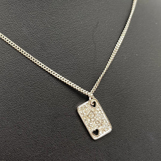 Dior ディオール プレート ハート ネックレス シルバー 管理番号：8948