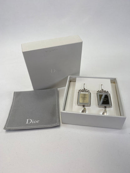 Dior 银色镜框水滴耳环（货号：9436）