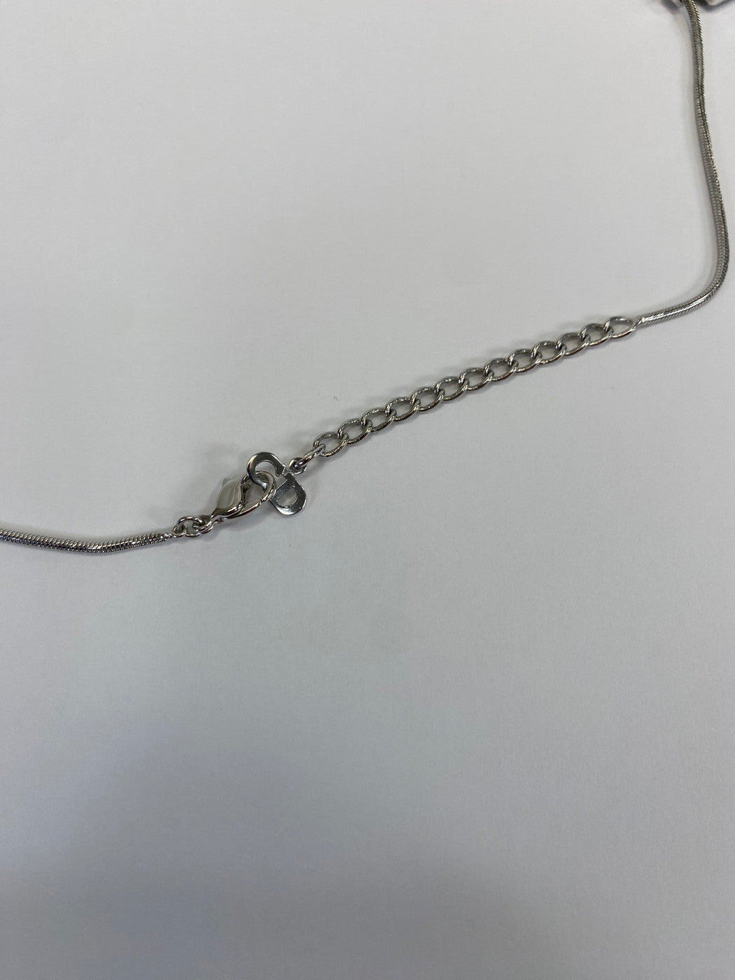 Christian Dior クリスチャンディオール トロッター プレート ネックレス ブルー シルバー金具 ロゴ 水色 管理番号：9486