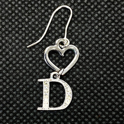 Christian Dior クリスチャンディオール ロゴ ピアス ハート ラインストーン シルバー 管理番号：9491