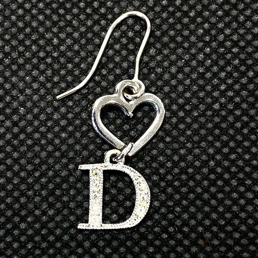 Christian Dior クリスチャンディオール ロゴ ピアス ハート ラインストーン シルバー 管理番号：9491