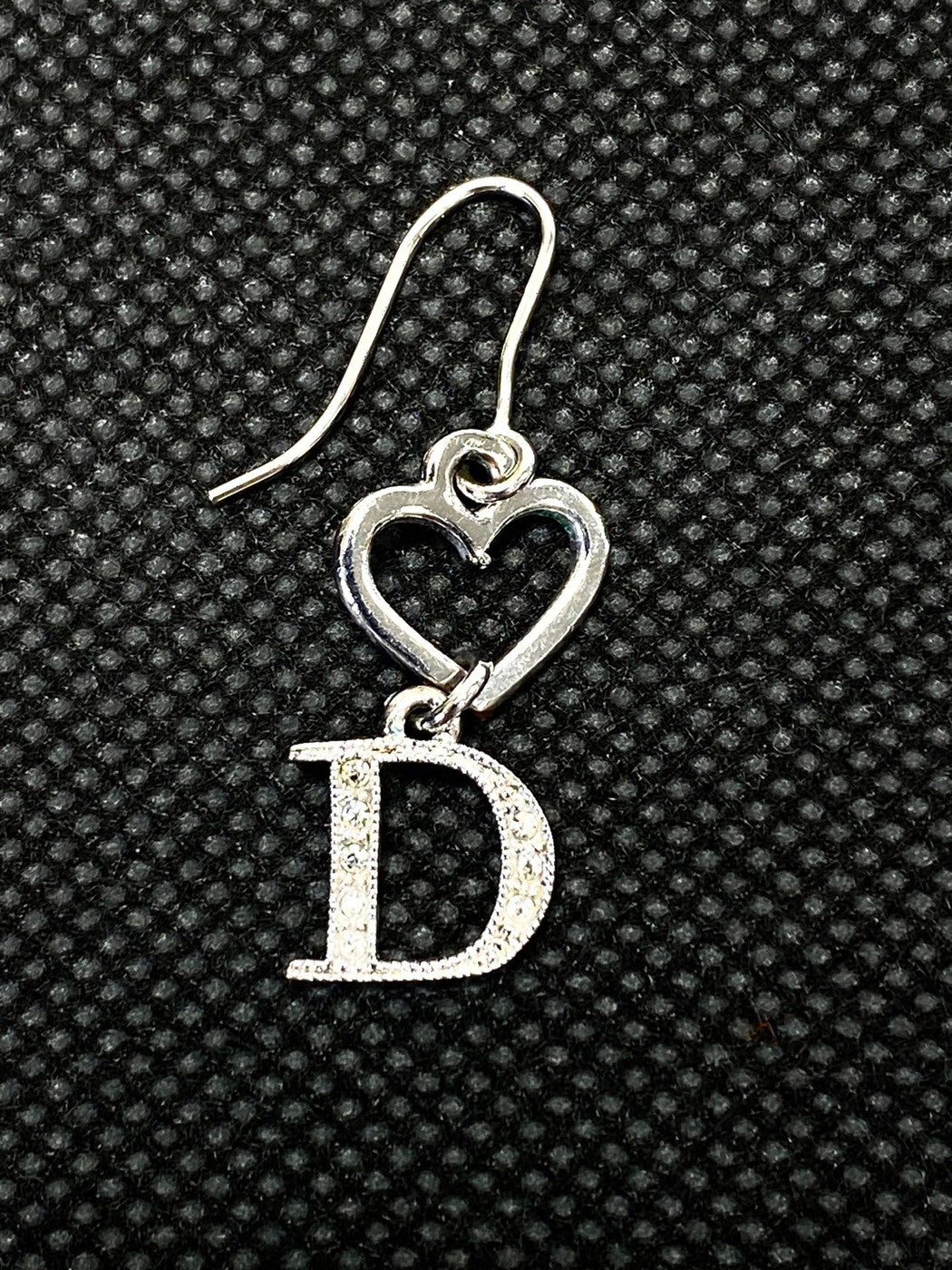 Christian Dior クリスチャンディオール ロゴ ピアス ハート ラインストーン シルバー 管理番号：9491