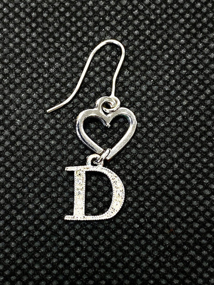 Christian Dior クリスチャンディオール ロゴ ピアス ハート ラインストーン シルバー 管理番号：9491