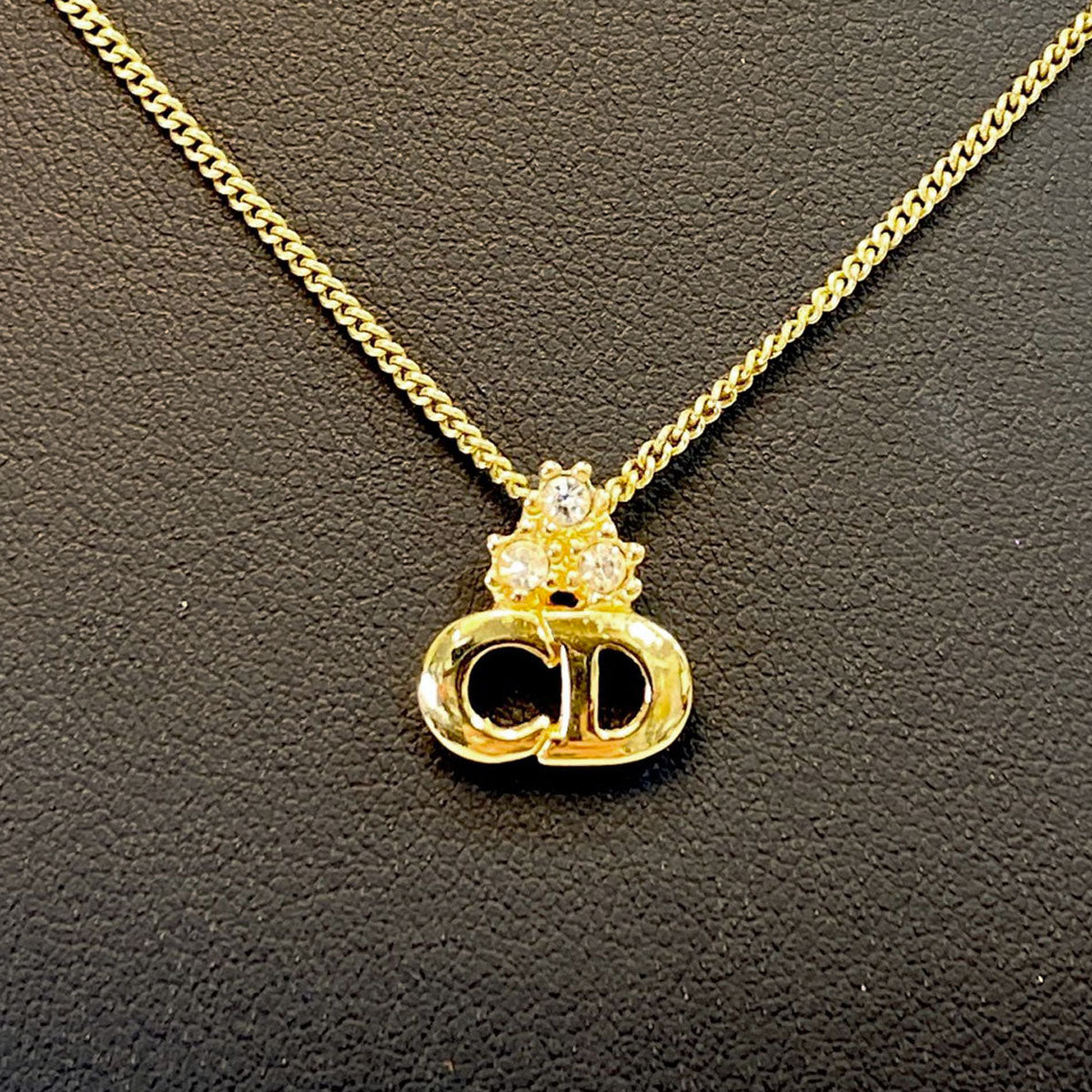 Christian Dior ディオール ロゴ ストーン ゴールド ネックレス 管理番号：9514