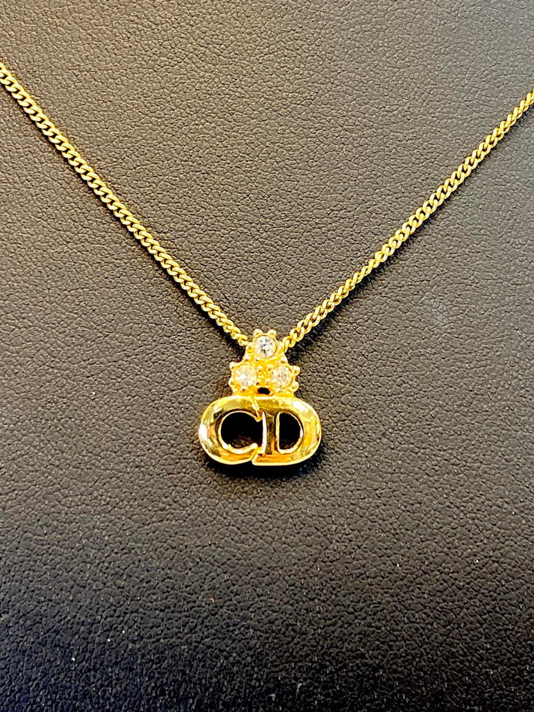 Christian Dior ディオール ロゴ ストーン ゴールド ネックレス 管理番号：9514