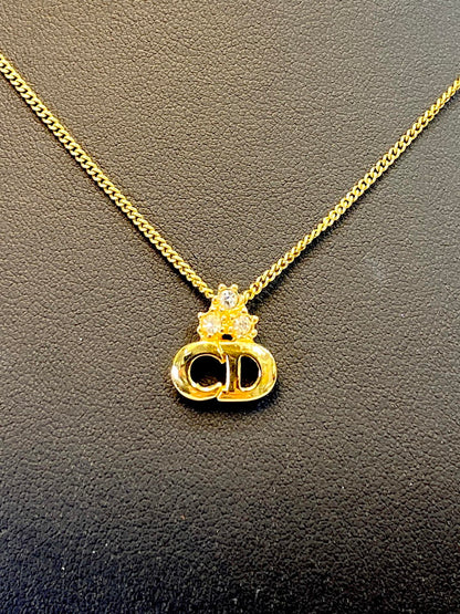 Christian Dior ディオール ロゴ ストーン ゴールド ネックレス 管理番号：9514