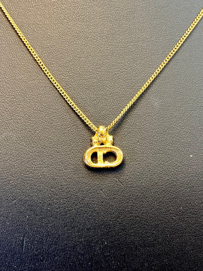 Christian Dior ディオール ロゴ ストーン ゴールド ネックレス 管理番号：9514