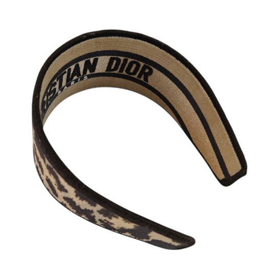 Dior クリスチャンディオール オブリーク カチューシャ ヘアバンド レオパード ブラウン 管理番号：9697