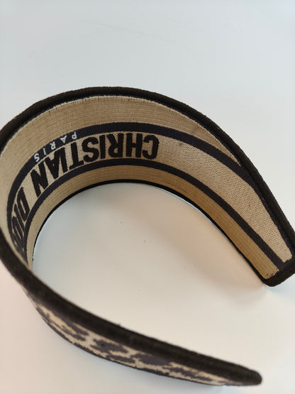 Dior クリスチャンディオール オブリーク カチューシャ ヘアバンド レオパード ブラウン 管理番号：9697