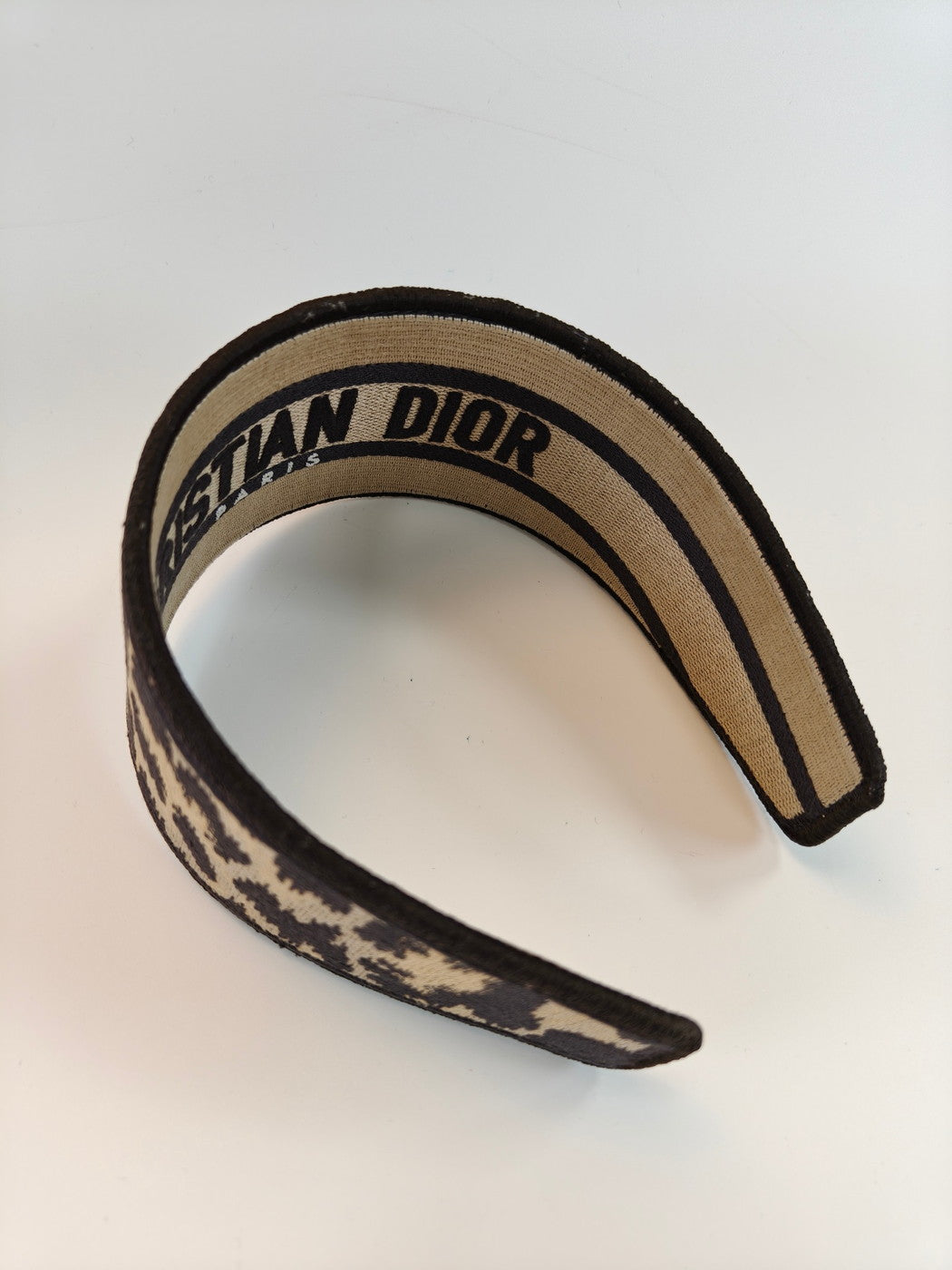 Dior クリスチャンディオール オブリーク カチューシャ ヘアバンド レオパード ブラウン 管理番号：9697