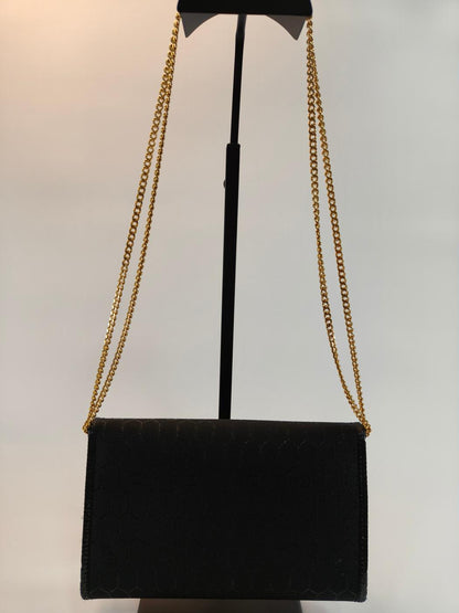 Dior ディオール ヴィンテージ ハニカム柄 ショルダーバッグ アクセサリーポーチ ポシェット ブラック ゴールド金具 管理番号：9786