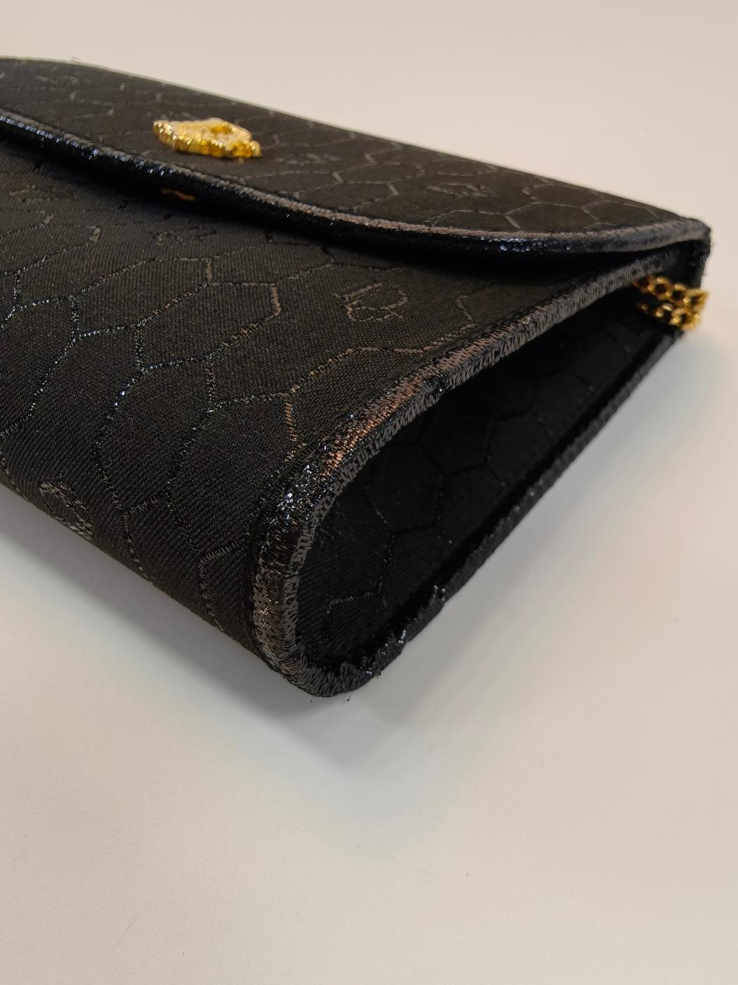 Dior ディオール ヴィンテージ ハニカム柄 ショルダーバッグ アクセサリーポーチ ポシェット ブラック ゴールド金具 管理番号：9786