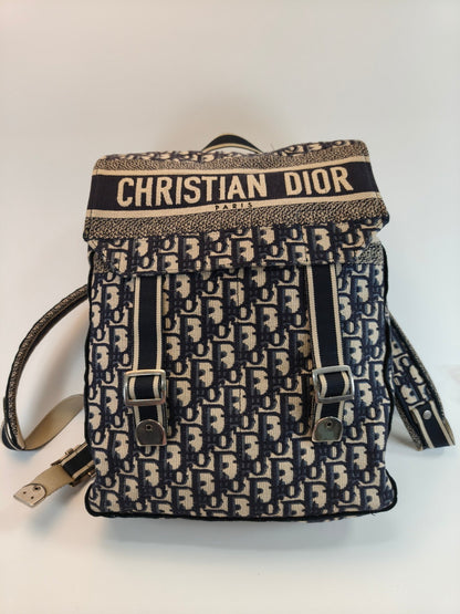 Dior ディオール オブリーク エンブロイダリー リュック バックパック ベージュ×ネイビー 管理番号：9876