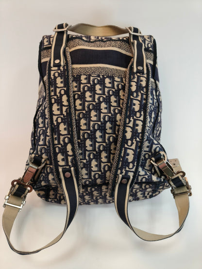 Dior ディオール オブリーク エンブロイダリー リュック バックパック ベージュ×ネイビー 管理番号：9876