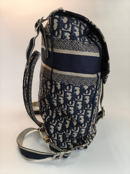 Dior ディオール オブリーク エンブロイダリー リュック バックパック ベージュ×ネイビー 管理番号：9876