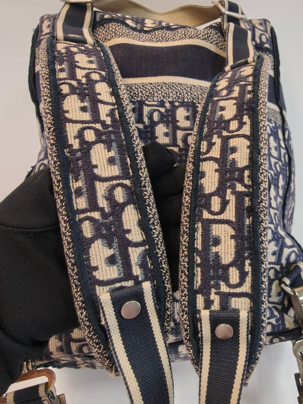 Dior ディオール オブリーク エンブロイダリー リュック バックパック ベージュ×ネイビー 管理番号：9876