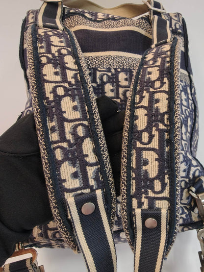 Dior ディオール オブリーク エンブロイダリー リュック バックパック ベージュ×ネイビー 管理番号：9876