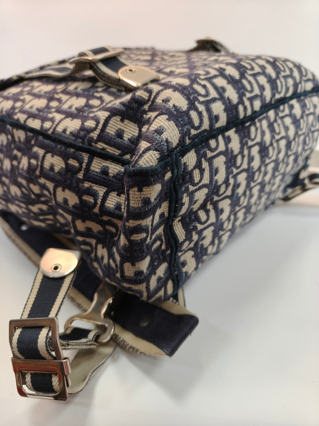 Dior ディオール オブリーク エンブロイダリー リュック バックパック ベージュ×ネイビー 管理番号：9876